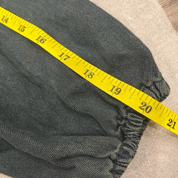 [M]Velvet Heart Dark Denim Balloon Long Sleeve Shirt Dress Belted - Picture 8 of 9